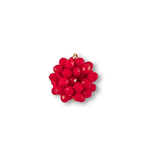 Boucles pendentifs facett&eacute;es connecteur 16mm Rouge