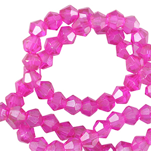 Perles &agrave; facettes bicone 4mm Rose n&eacute;on
