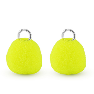 Pendentifs pompon avec anneau 10mm Argent&eacute;-jaune n&eacute;on