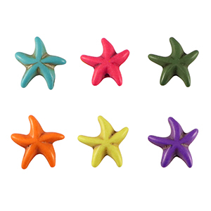 Pierres naturelles perles howlite &eacute;toile de mer Multicolore