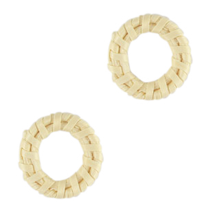 Pendentifs en rotin 24mm Blanc natural