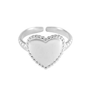 Bagues en acier Inox coeur Argent&eacute;