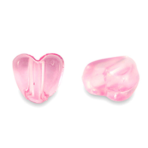 Perles acryliques c&oelig;ur Transparent rose