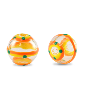 Perles en verre peintes &agrave; la main 14mm Transparent-jaune orange