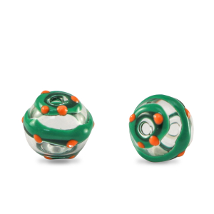 Perles en verre peintes &agrave; la main 8mm Transparent-vert orange