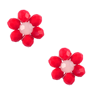 Pendentifs facett&eacute;es fleur Rouge-rose