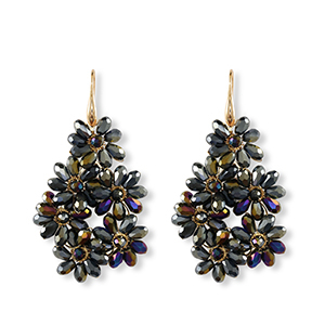 Boucles d&rsquo;oreilles facett&eacute;es goutte Dor&eacute;-bleu nuit