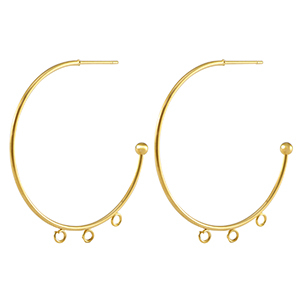 Boucles d'oreilles puces en acier Inox cr&eacute;oles Dor&eacute;