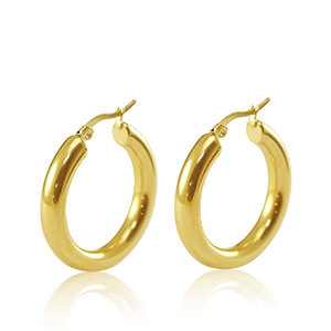 Boucles d'oreilles en acier Inox cr&eacute;oles 30mm Dor&eacute;