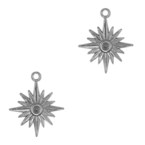 Breloques en acier Inox soleil Argent&eacute; antique