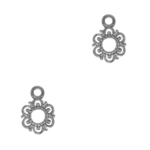 Breloques en acier Inox fleur Argent&eacute; antique