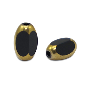 Perles en verre ovale &agrave; facettes Noir-dor&eacute;