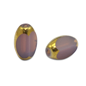 Perles en verre ovale &agrave; facettes Violet bruy&egrave;re-dor&eacute;