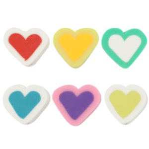 Perles en polym&egrave;re coeur Multicolore