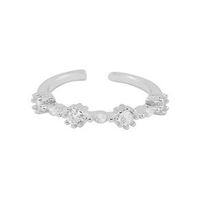 M&eacute;tal TQ laiton bague zirconium Argent&eacute;-cristal