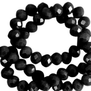 Perles &agrave; facettes 6x4mm disque Heishi Noir