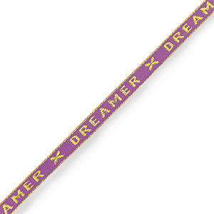 Ruban texte "dreamer" Violet paisley-dor&eacute;