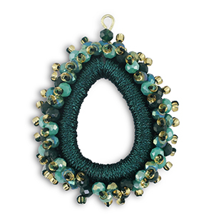 Boucles pendentifs facett&eacute;es goutte Multicolore-Vert sarcelle fonc&eacute;