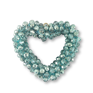 Boucles pendentifs facett&eacute;es coeur Vert Erin