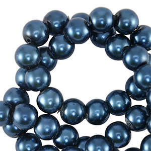 Perles en verre cir&eacute;es 6mm Bleu fonc&eacute;