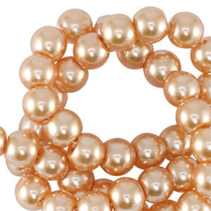 Perles en verre cir&eacute;es 6mm Rose p&ecirc;che