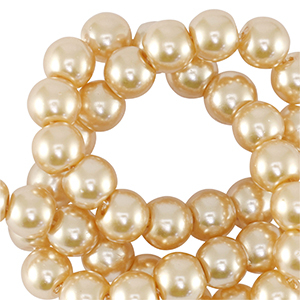 Perles en verre cir&eacute;es 6mm Cr&egrave;me