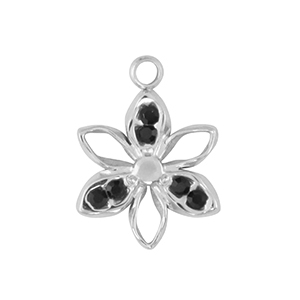 Breloques en acier Inox fleur Argent&eacute; /