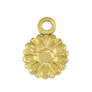 Breloques en acier Inox fleur Dor&eacute;