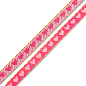 Ruban texte coeurs Fuchsia-rose clair