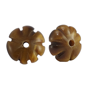 Pierres naturelles perles &OElig;il de tigre fleur Marron dor&eacute;