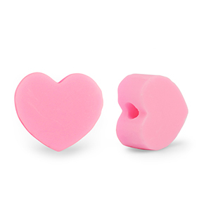 Perles en polym&egrave;re coeur Rose