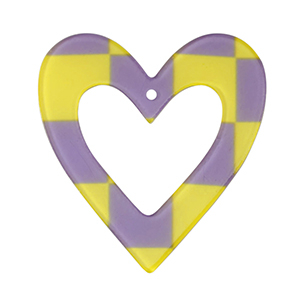 Pendentifs en r&eacute;sine c&oelig;ur Violet-vert lime