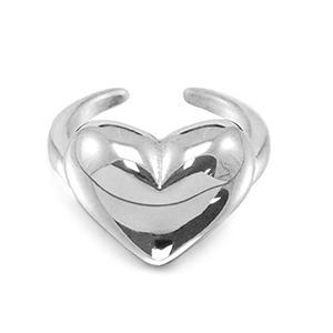 Bagues en acier Inox coeur Argent&eacute;