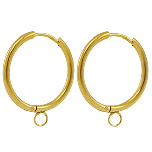 Boucles d'oreilles en acier Inox cr&eacute;oles 22mm Dor&eacute;