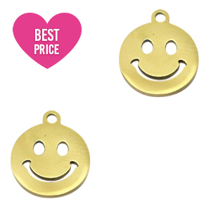 Breloques en acier Inox smiley Dor&eacute;