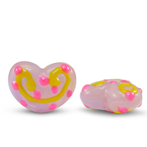 Perles acryliques coeur Rose-jaune