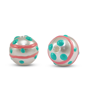 Perles acryliques points Perle-rose vert