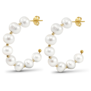 Boucles d'oreilles / puces en acier Inox perles Dor&eacute;