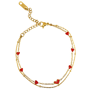 Bracelets en acier Inox coeurs Dor&eacute;
