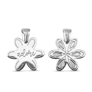 Breloques en acier Inox fleur Argent&eacute;