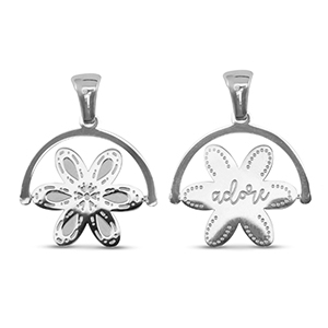 Breloques en acier Inox tourner fleur Argent&eacute;