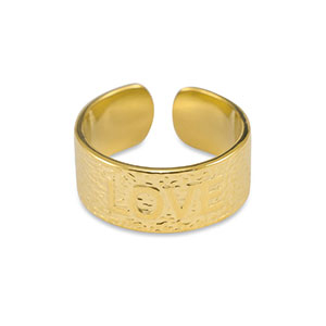 Bagues en acier Inox ''Love'' Dor&eacute;