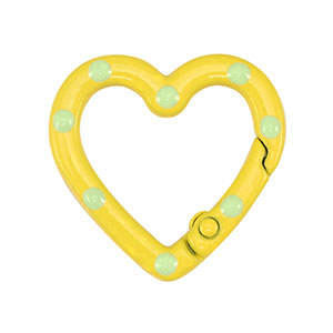 Appr&ecirc;ts color&eacute;s anneau porte-cl&eacute;s coeur Jaune-vert
