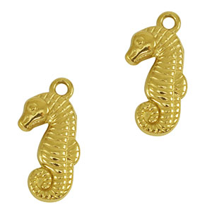 Breloques en acier Inox hippocampe Dor&eacute;