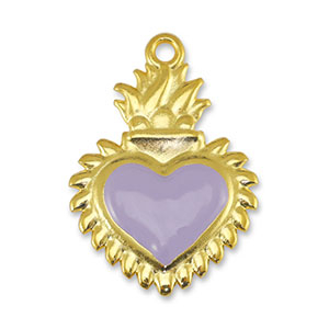 Breloques en m&eacute;tal DQ coeur Lilas-Dor&eacute; (sans nickel)