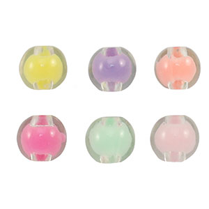Perles acryliques ronde c&oelig;ur Multicolore