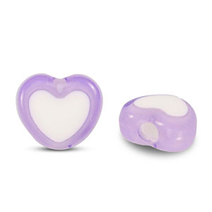 Perles acryliques c&oelig;ur Violet