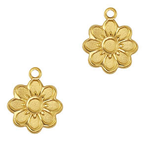 Breloques en acier Inox fleur Dor&eacute;