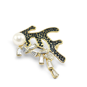 Broches algues marines Bleu fonc&eacute;-dor&eacute;
