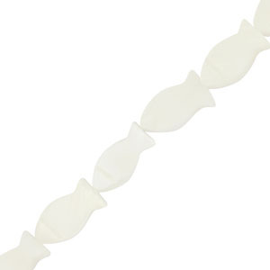 Perles coquillage poisson Blanc cass&eacute;